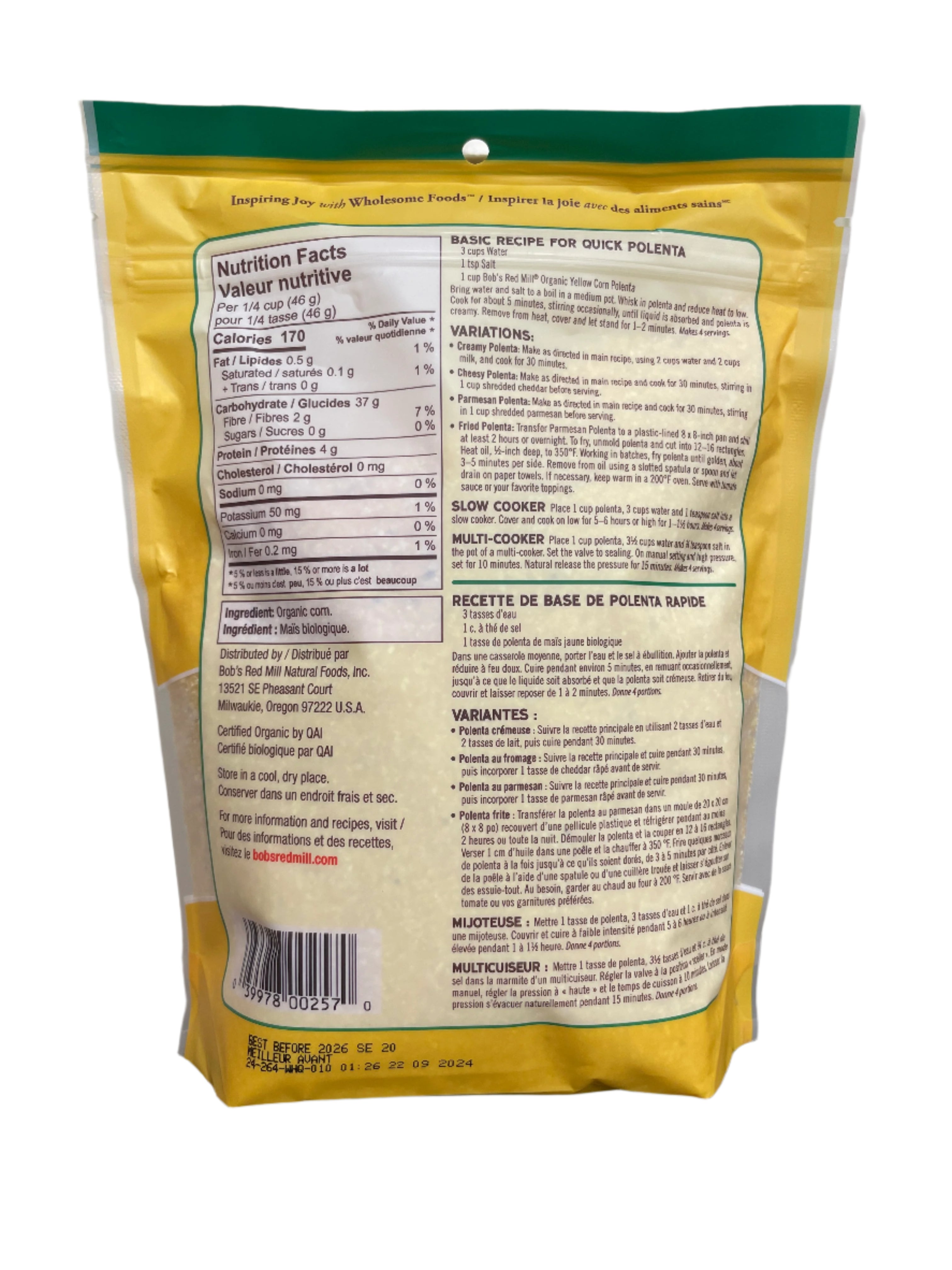 Organic Corn Grits/Polenta