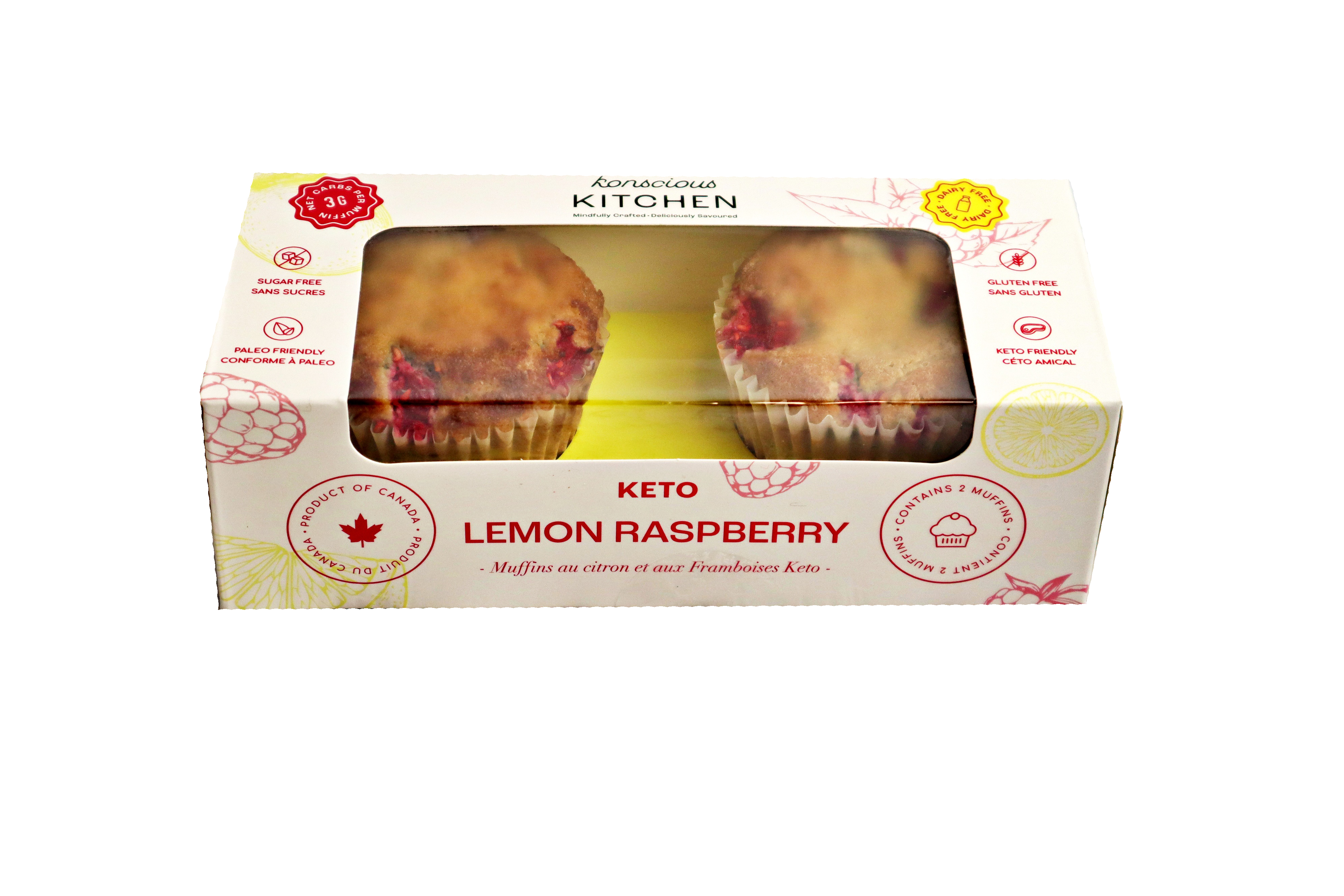 Konscious Kitchen Keto Lemon Raspberry Muffins