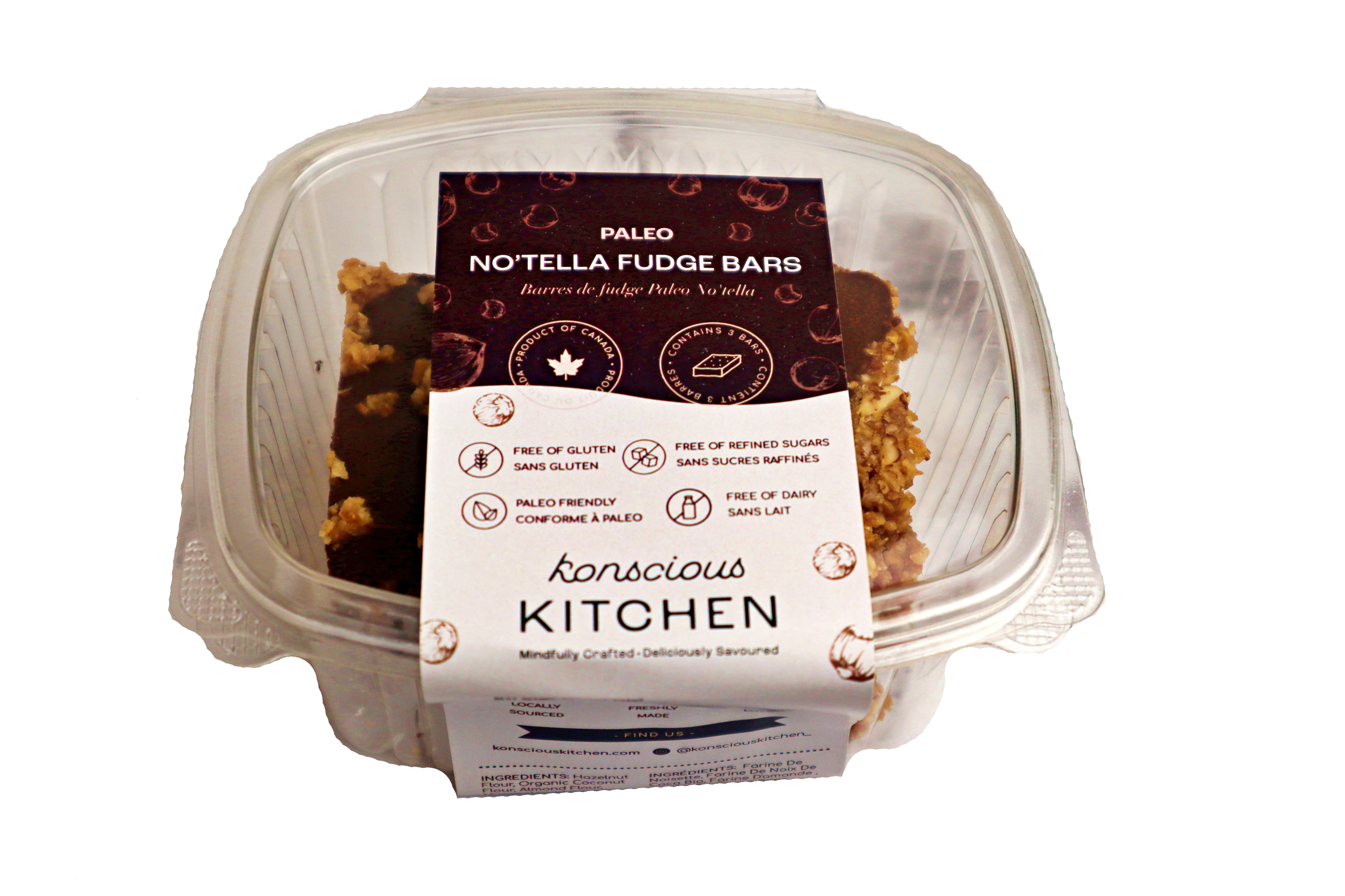 Konscious Kitchen Paleo No'Tella Fudge Bars