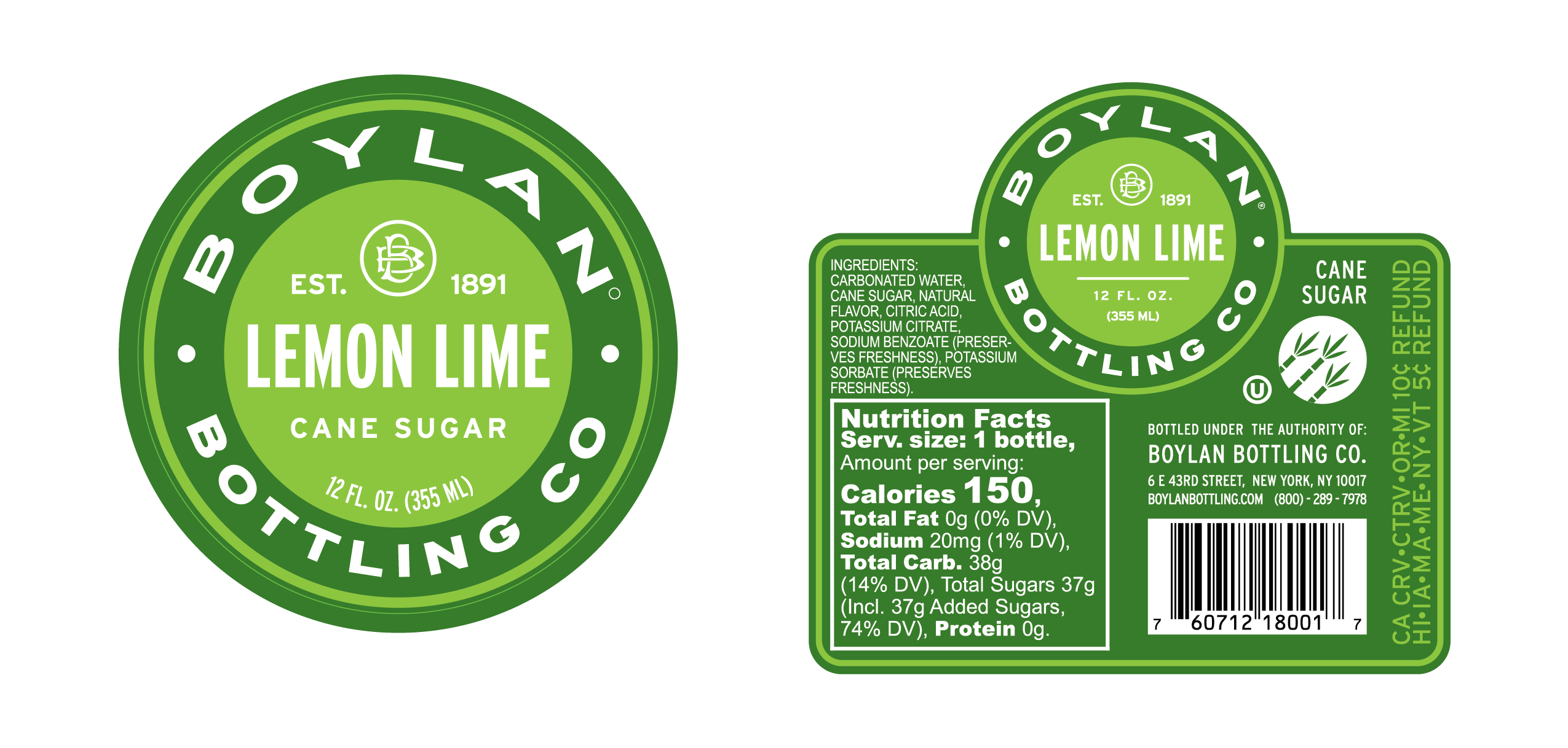 Boylan Soda Lemon Lime Cane Sugar Soda