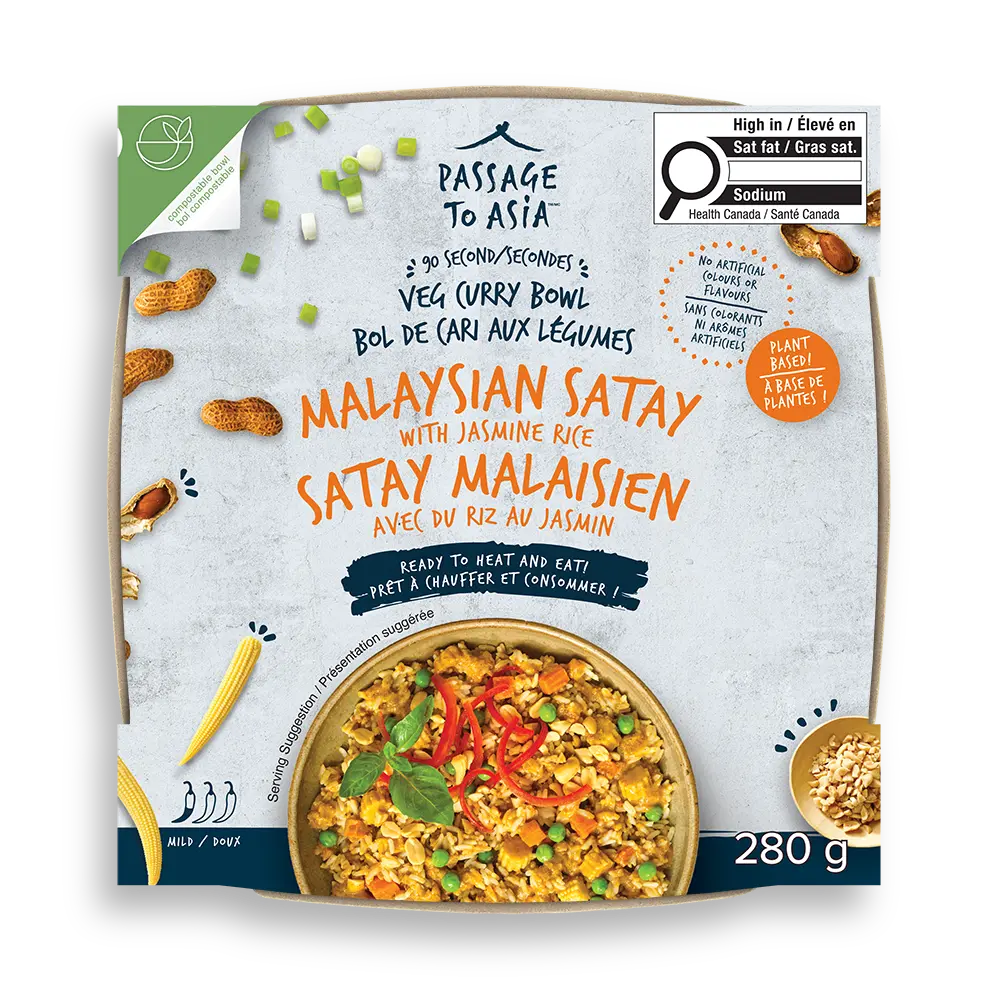 Passage Foods Malaysian Satay with Jasmine Rice Veg Curry Bowl