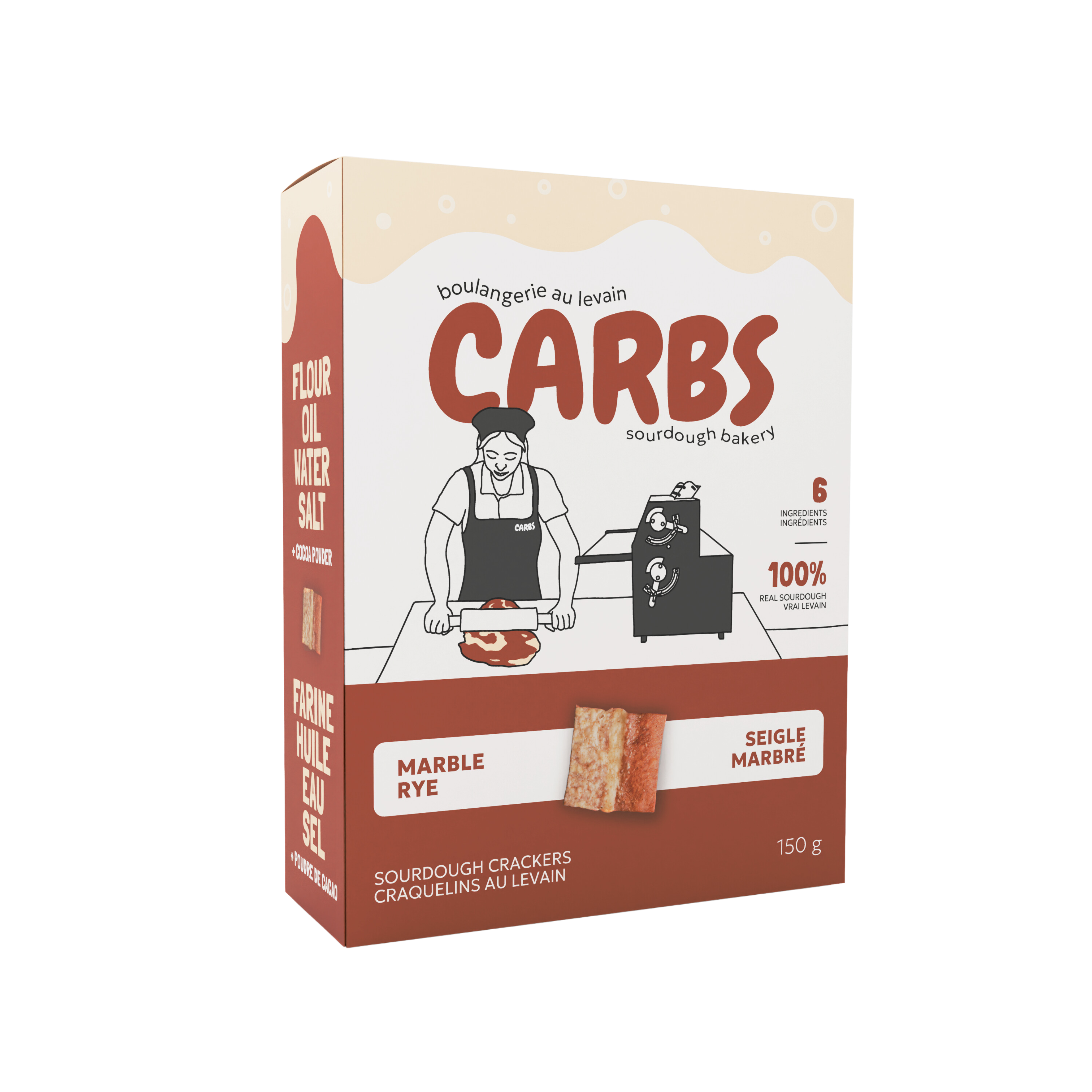 Carbs Bakery Marble Rye Sourdough Crackers