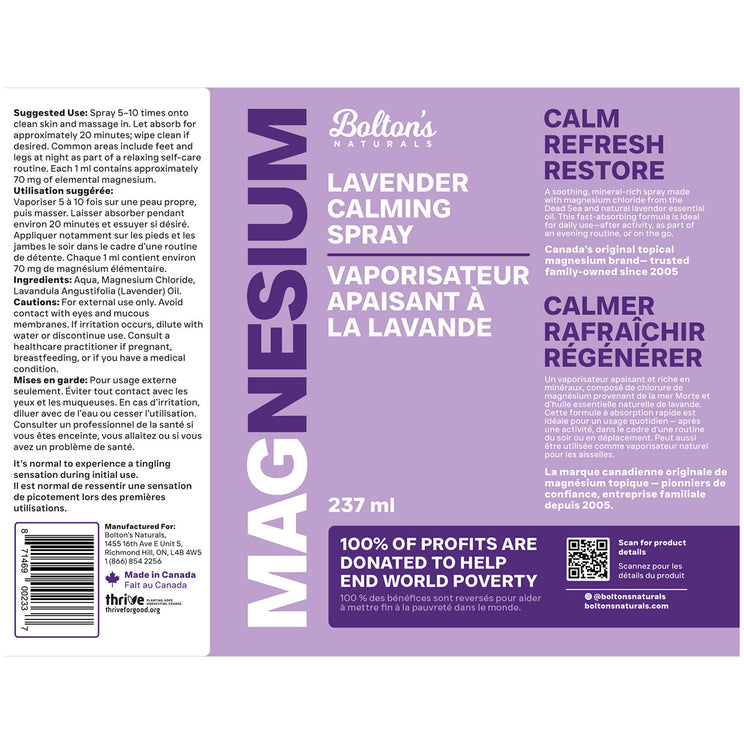 Bolton's Magnesium Lavender Calming Spray