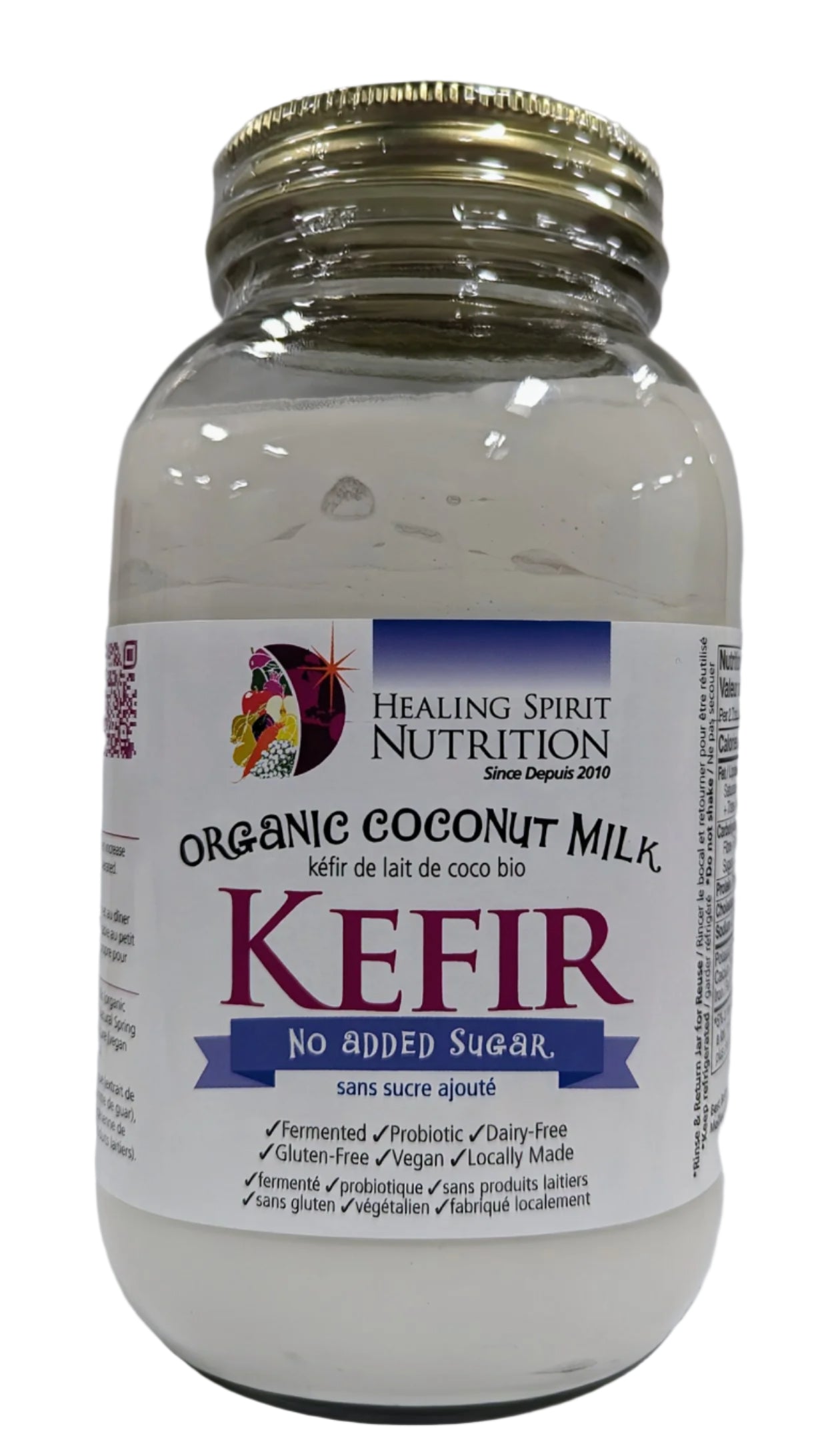 Healing Spirit Nutrition Organic No Sugar Added Coconut Kefir