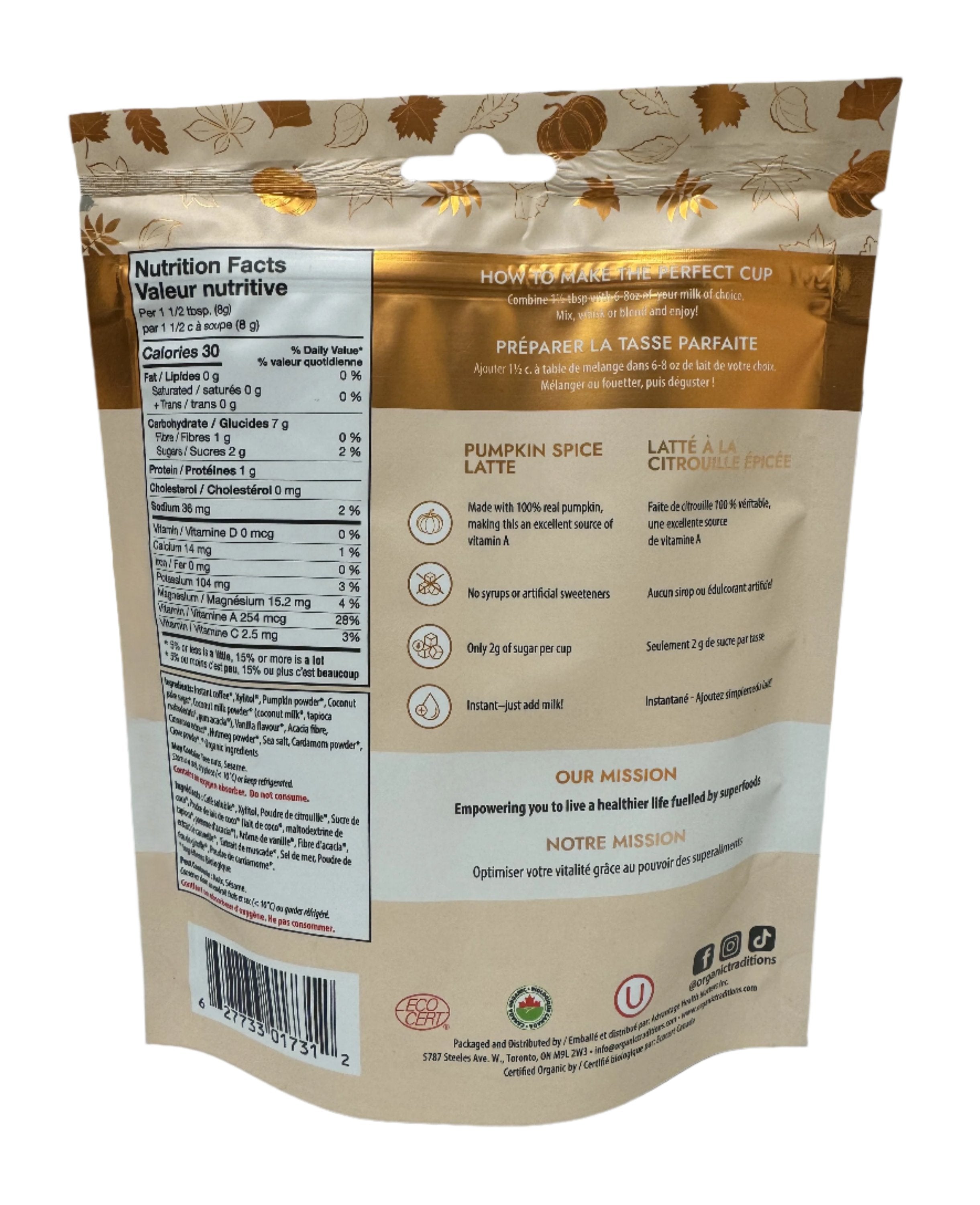 Organic Traditions Pumpkin Spice Latte