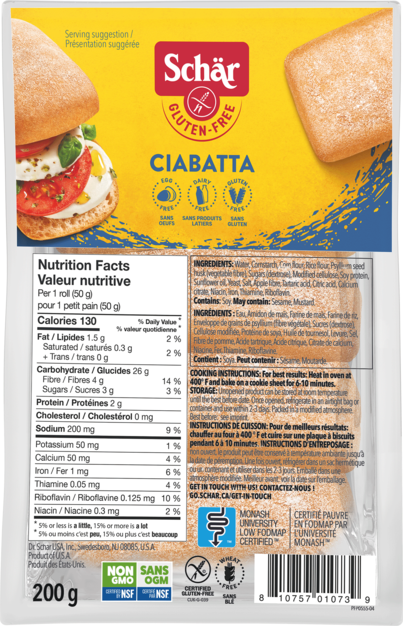 Schar Gluten Free Ciabatta Rolls