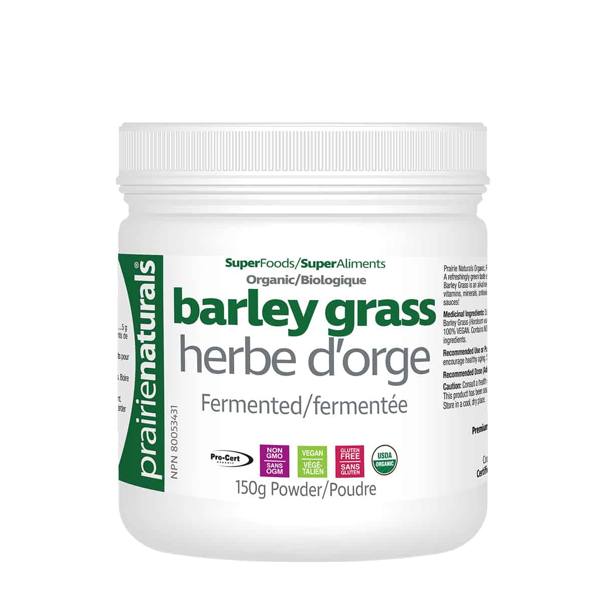 Prairie Naturals Organic Fermented Barley Grass Powder