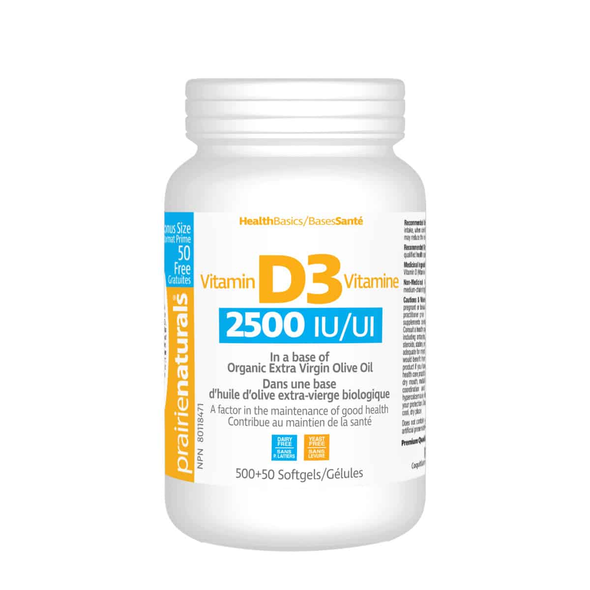 Prairie Naturals Vitamin D3 - 2500IU Bonus