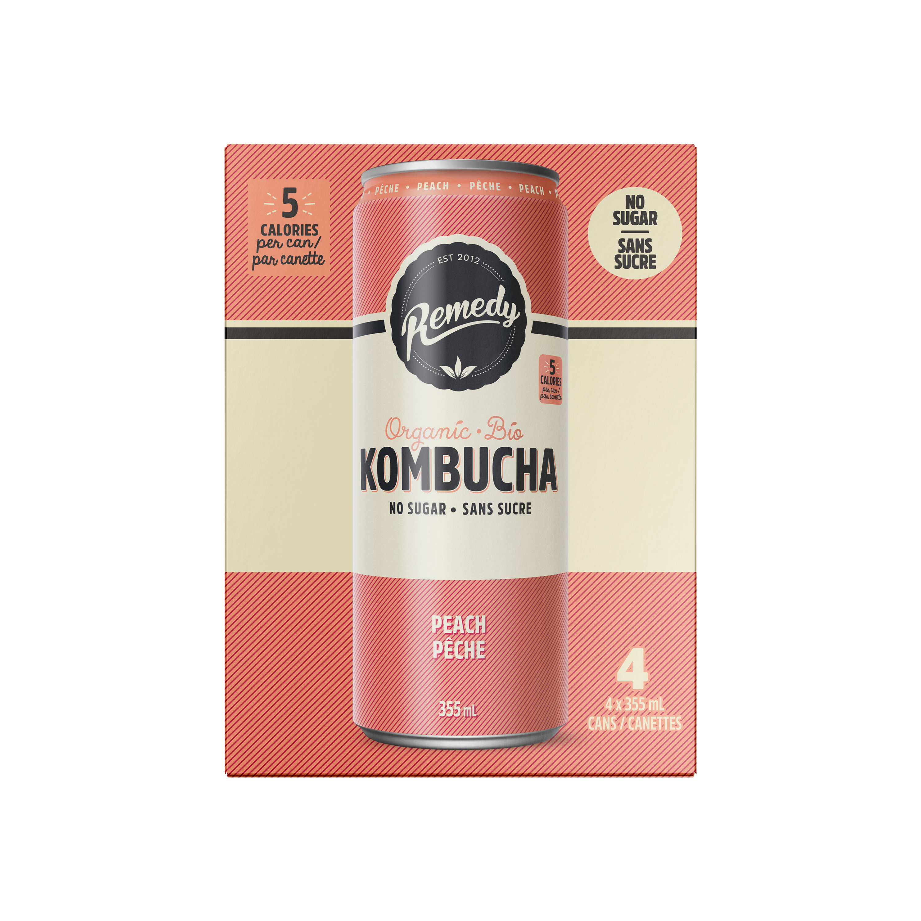 Organic Peach Kombucha 4 Pack