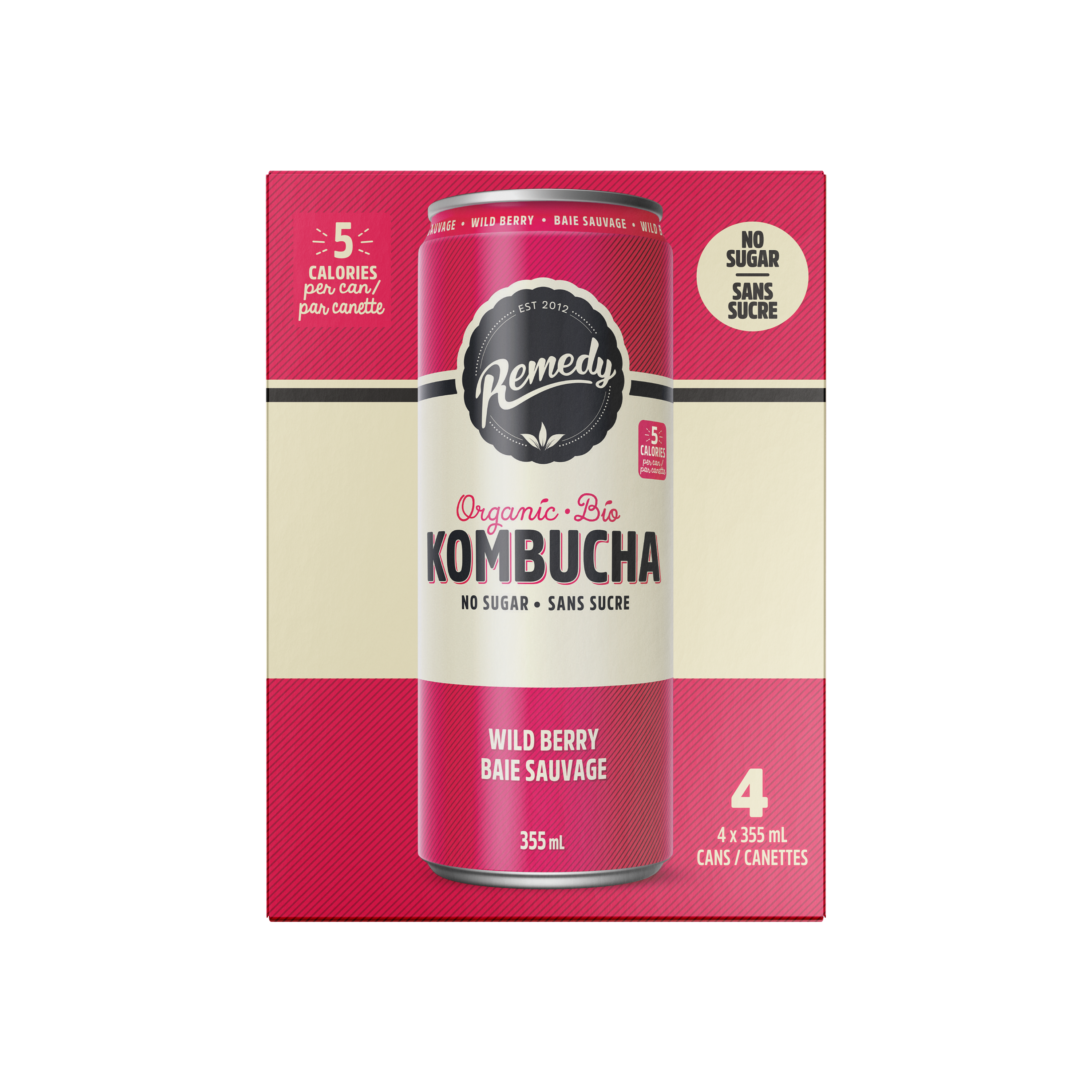 Remedy Kombucha Organic Wild Berry Kombucha 4 Pack