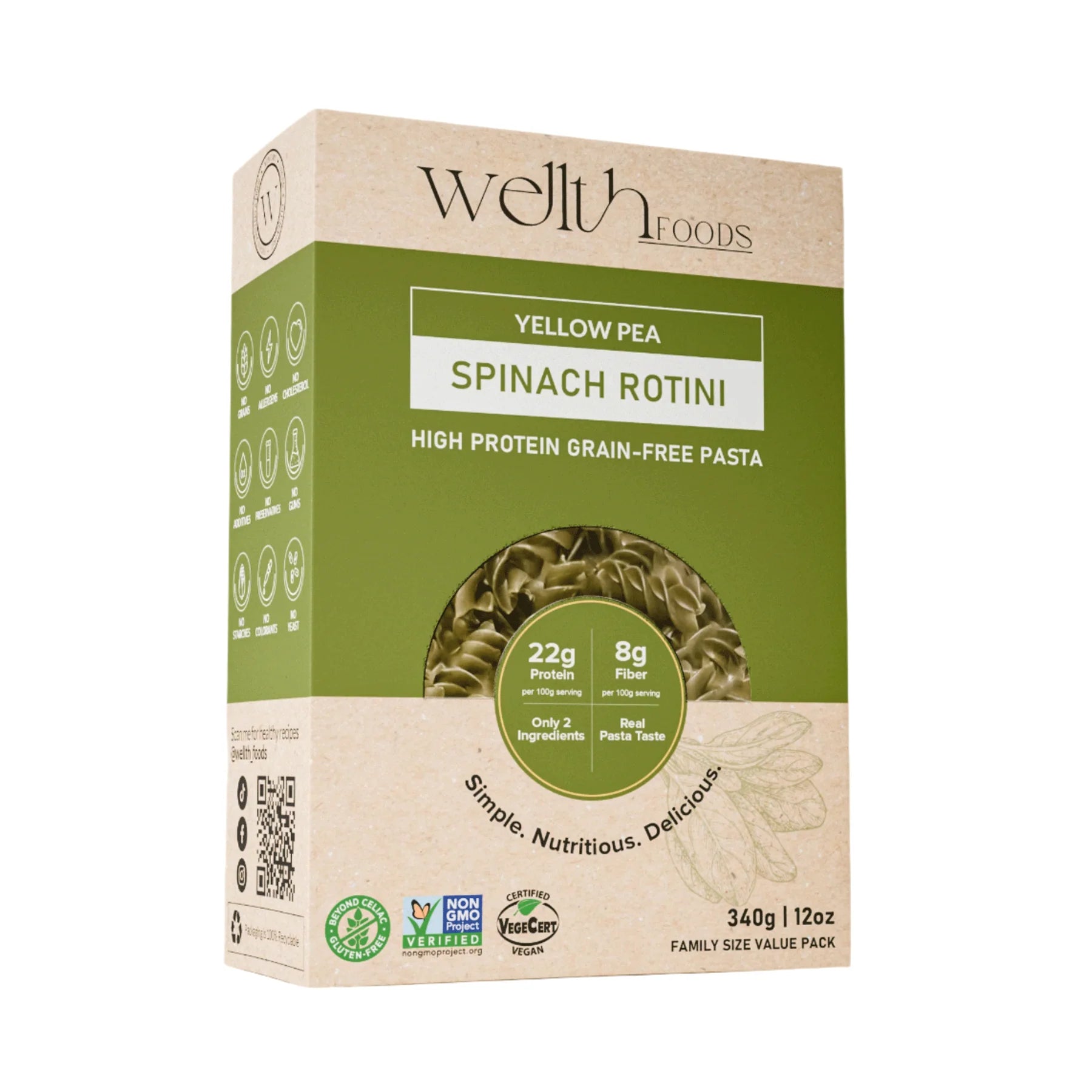 Wellth Yellow Pea and Spinach High-Protein Grain-Free Rotini