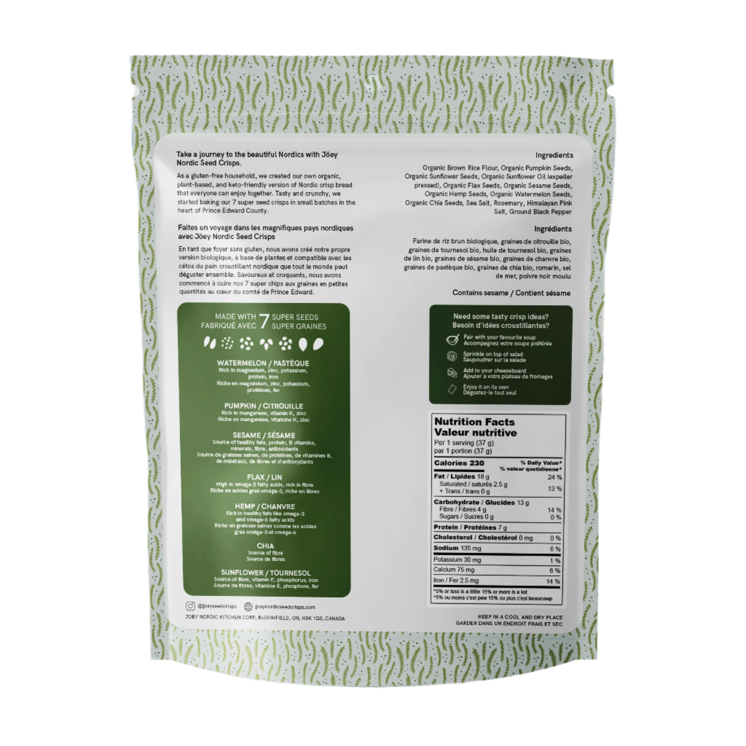 JOEY Rosemary & Black Pepper Nordic Seed Crisps