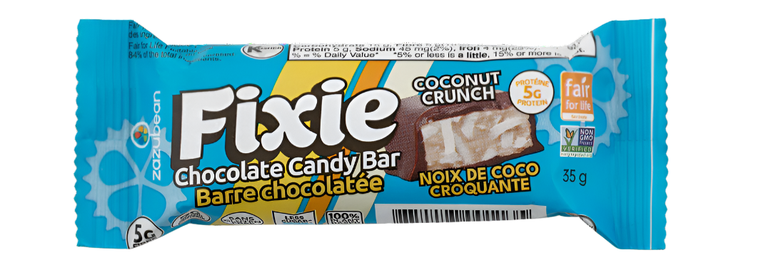 Zazubean Coconut Crunch Fixie Chocolate Candy Bar