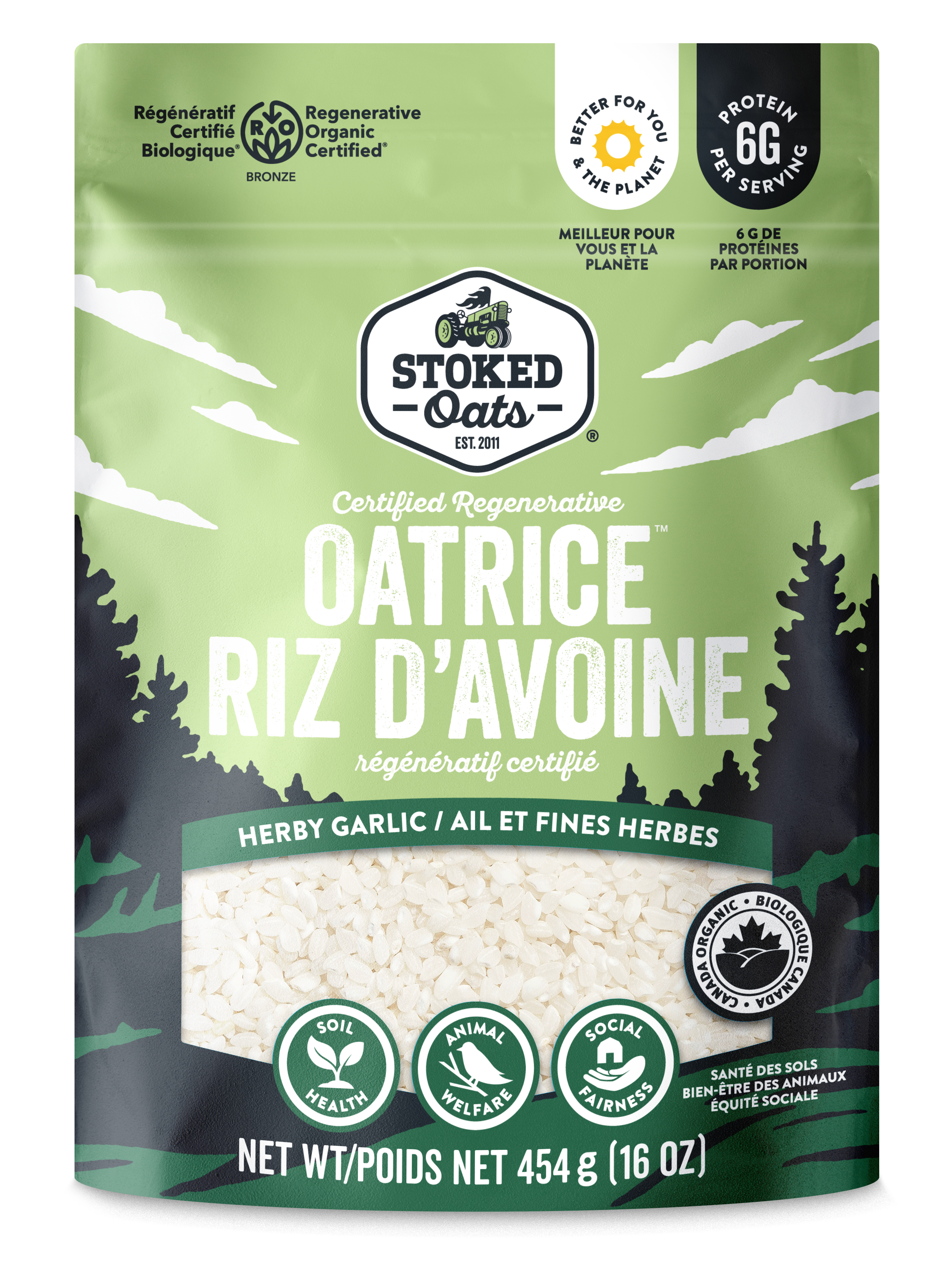 Stoked Oats Organic Herby Garlic Certified Regenerative Oatrice