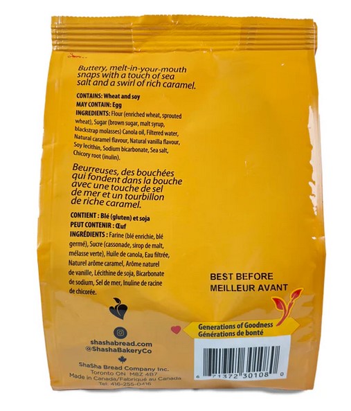 Shasha Salted Caramel Snaps