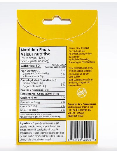 Wedderspoon Lemon Manuka Lozenges