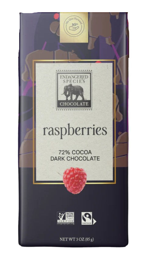 Endangered Species Dark Chocolate With Raspberries Bar