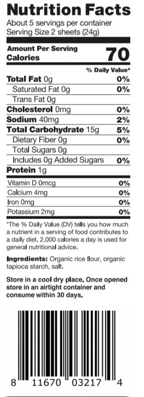 Ocean's Halo Organic Spring Roll Rice Wraps