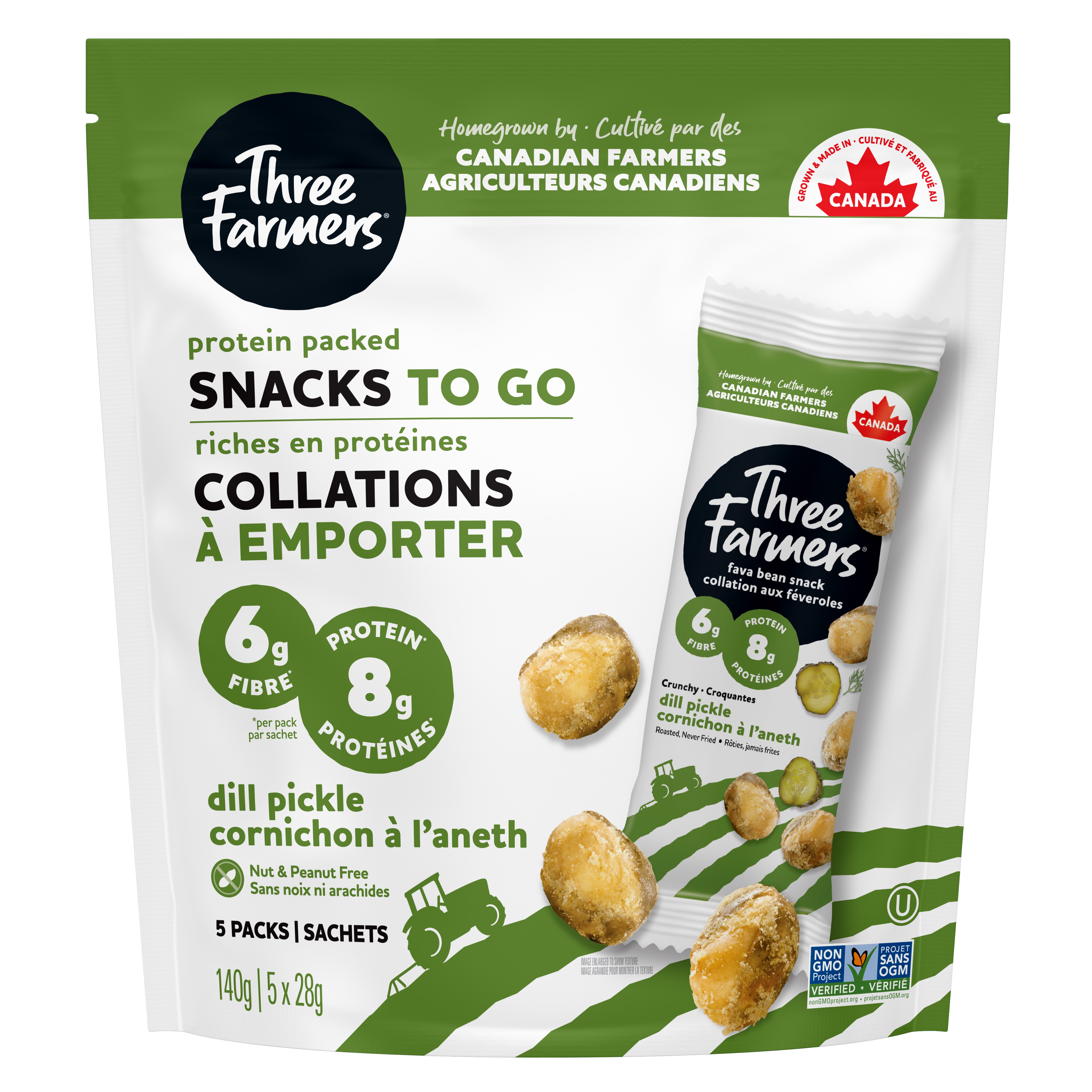 Three Farmers Crunchy Dill Pickle Fava Bean Snack To Go