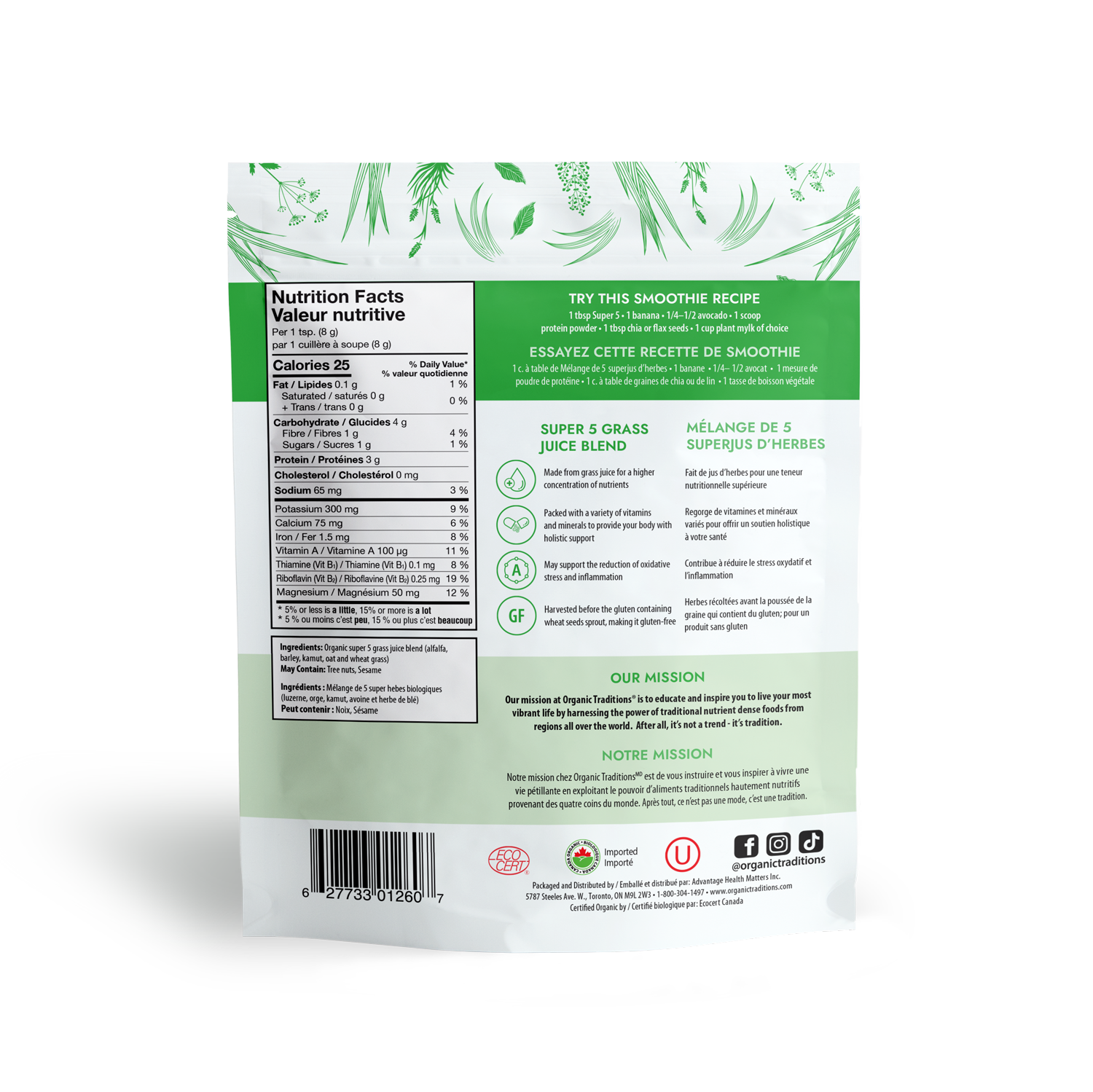 Organic Traditions Organic Super 5 Grass Juice Blend