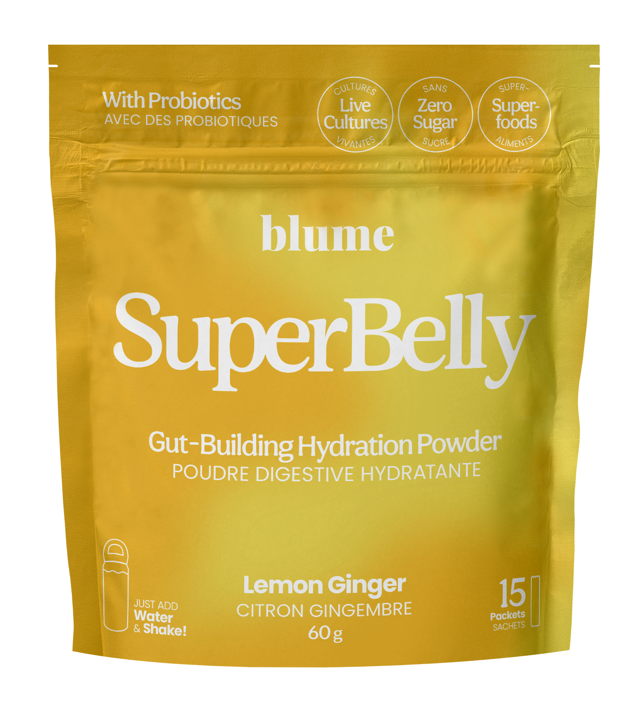 Blume Lemon Ginger SuperBelly Gut-Building Hydration Powder