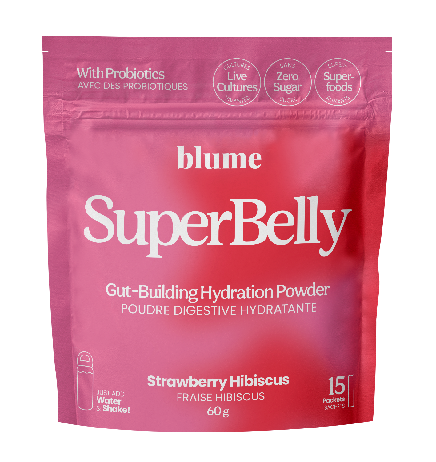 Blume Strawberry Hibiscus SuperBelly Gut-Building Hydration Powder