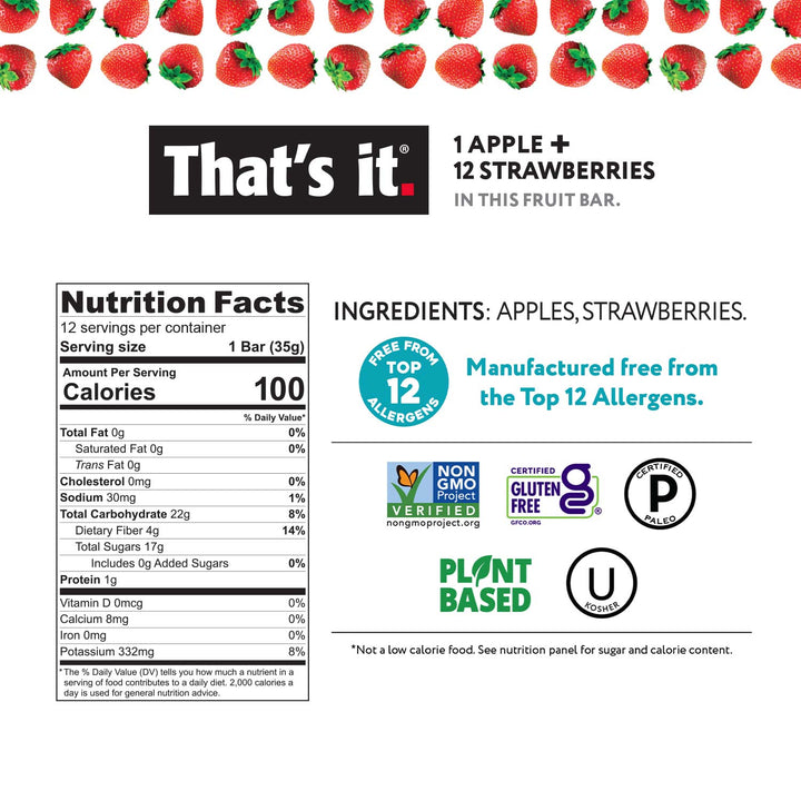 That's it. 1 Apple + 12 Strawberries Fruit Bar