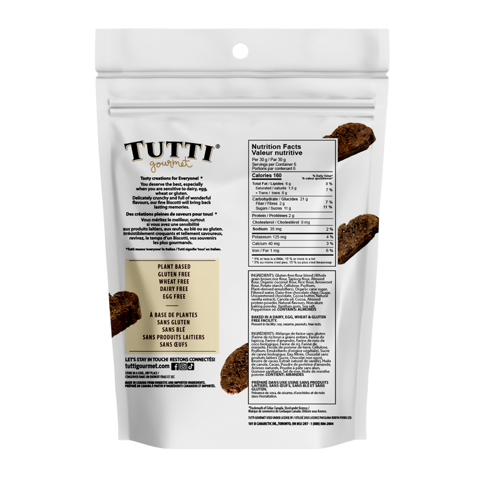 Tutti Gourmet Plant-Based Gluten-Free Chocolate Mint Biscotti