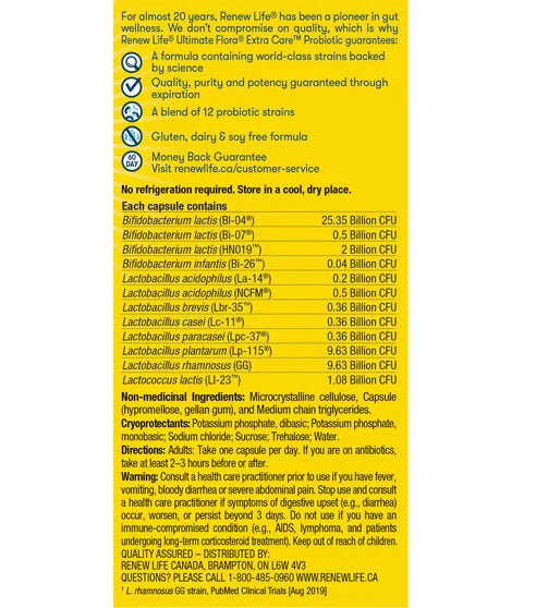 Renew Life Ultimate Flora Extra Care Probiotic 50 Billion Bonus Size