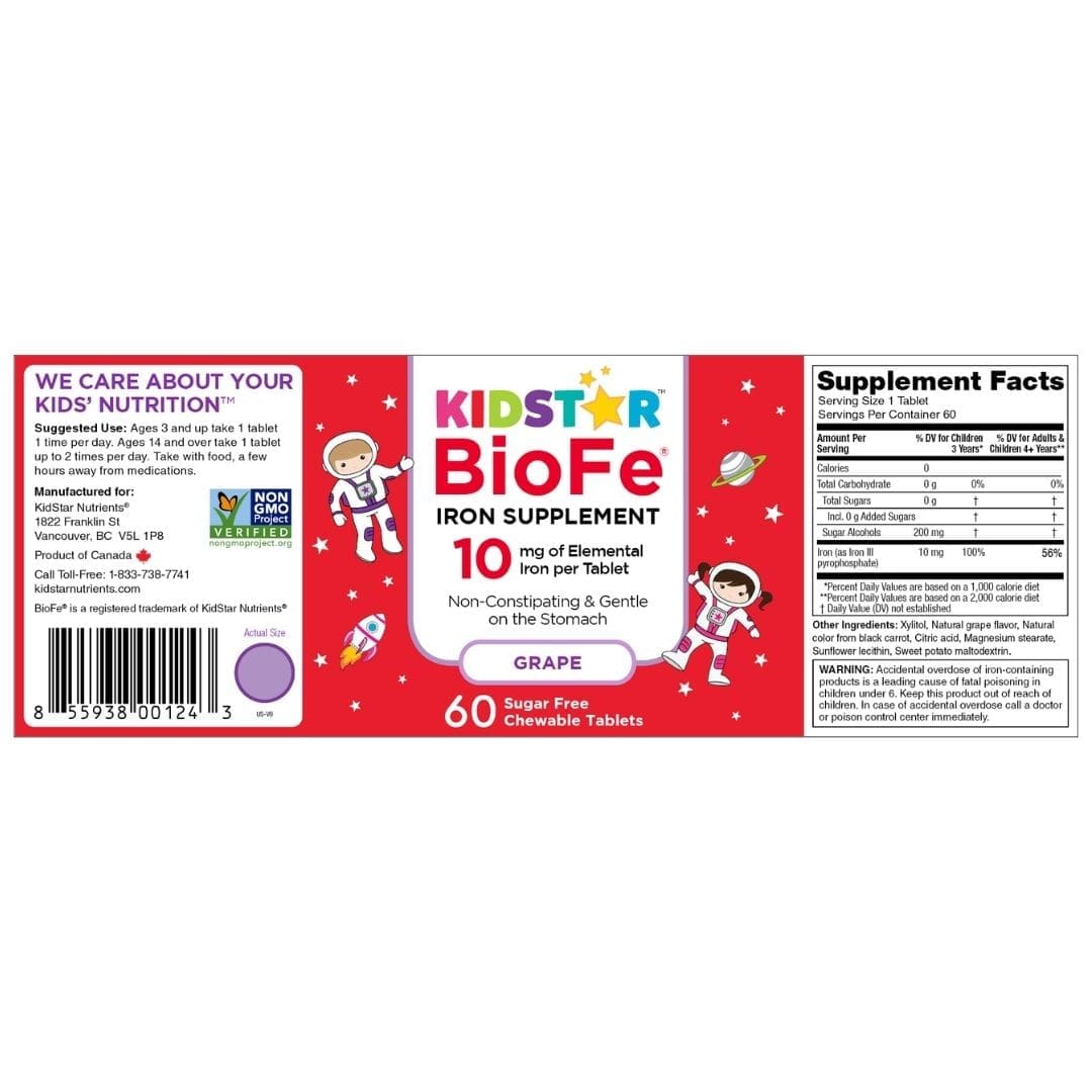 Kidstar GRAPE BIOFE CHEWABLE IRON - 10MG
