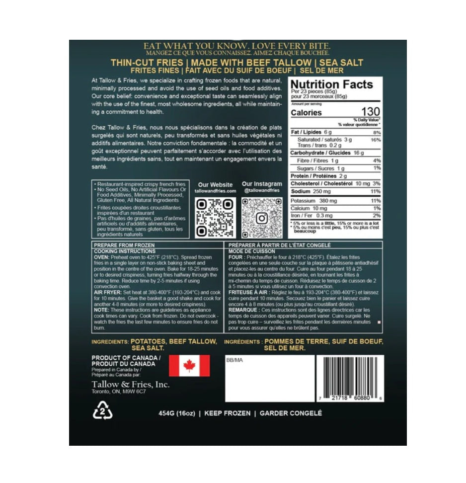 Tallow & Fries Sea Salt Thin-cut Fries With Beef Tallow