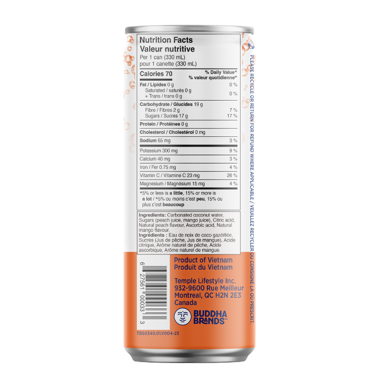 Thirsty Buddha Sparkling Coconut Water with Peach Mango