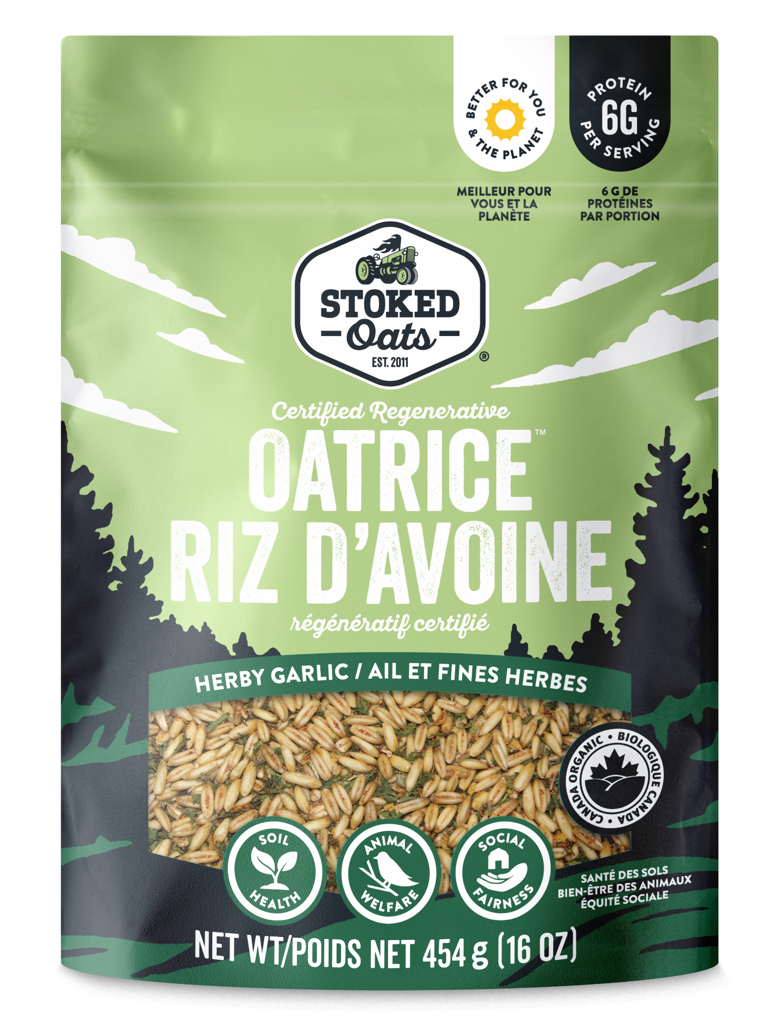Stoked Oats Organic Herby Garlic Certified Regenerative Oatrice