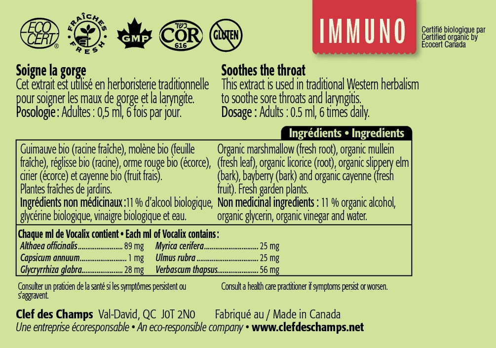 Clef Des Champs Organic Vocalix Tincture