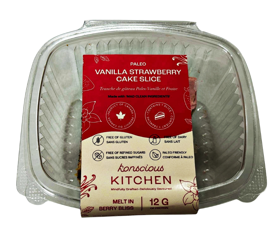 Paleo Vanilla Strawberry Cake Slice