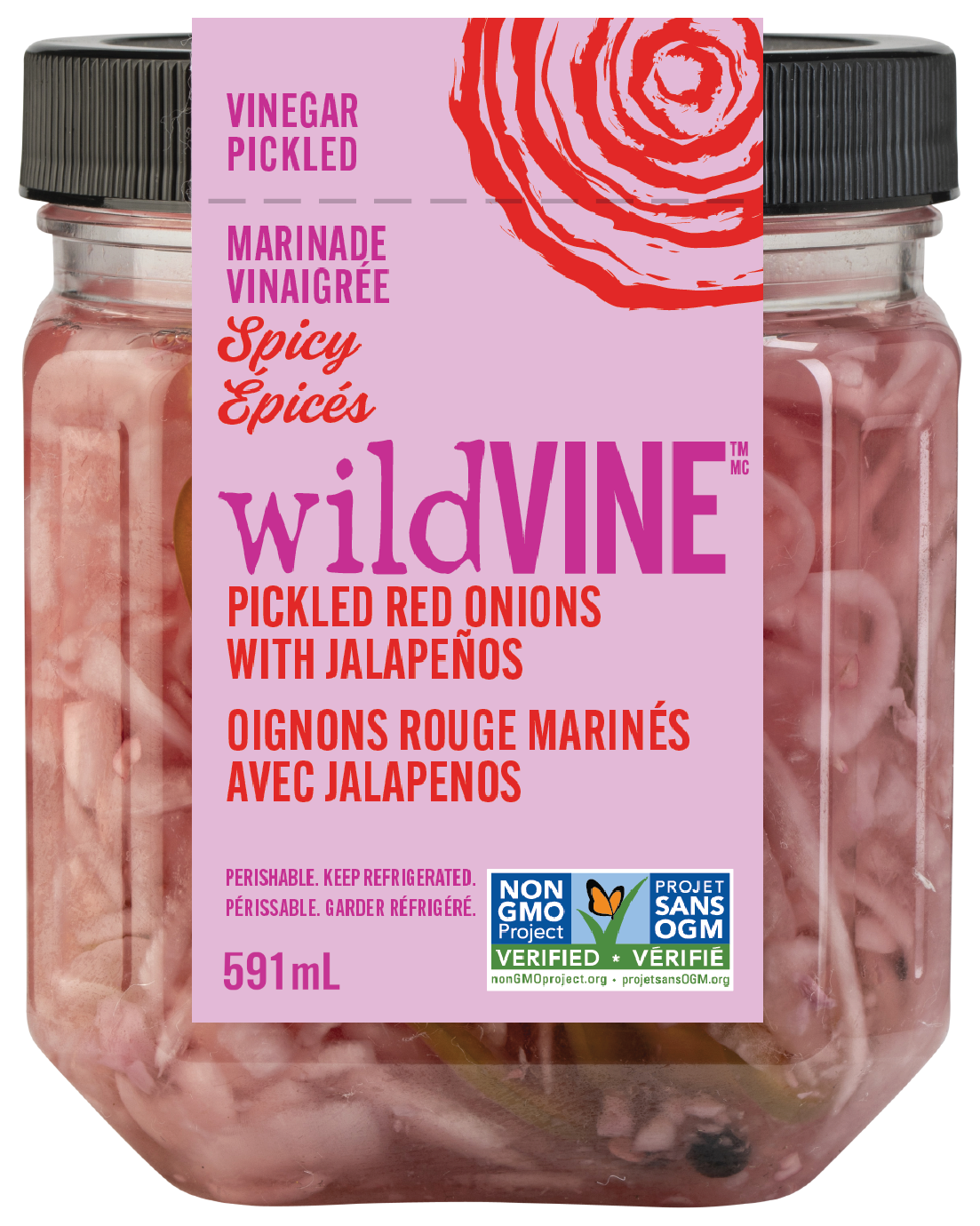 Wildbrine Spicy Wildvine Pickled Red Onions with Jalepenos