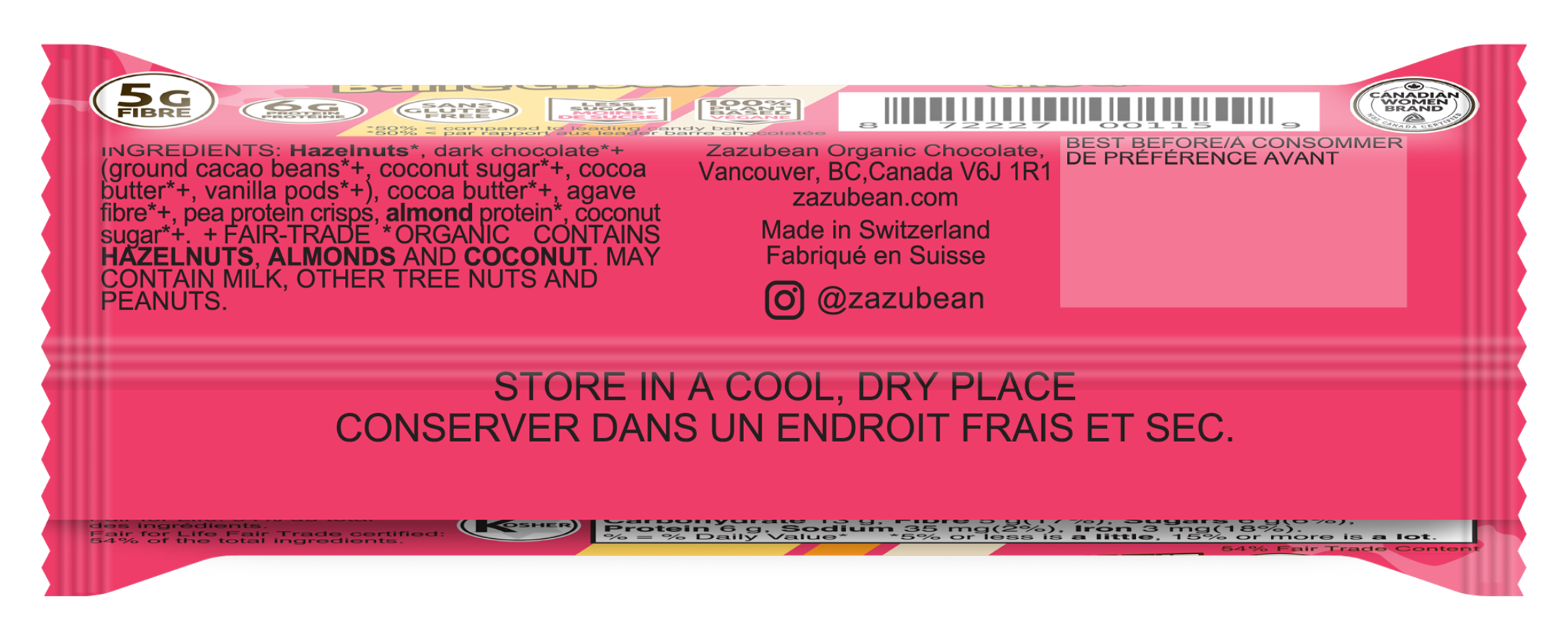 Zazubean Hazelnut Crunch Fixie Chocolate Candy Bar