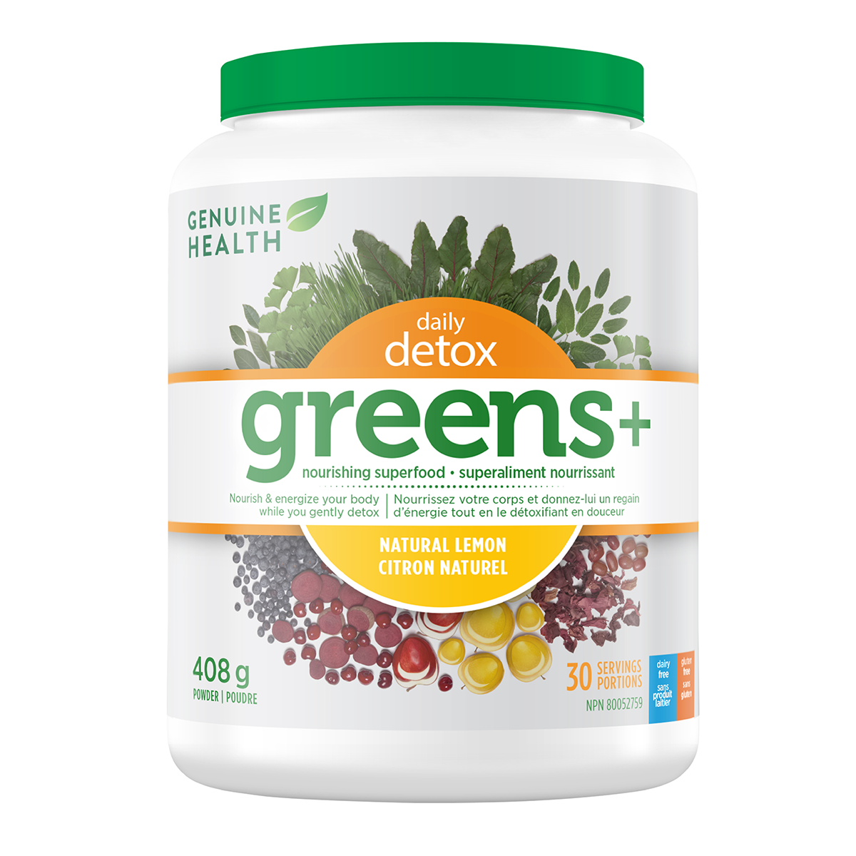 Genuine Health Natural Lemon Daily Detox Greens+