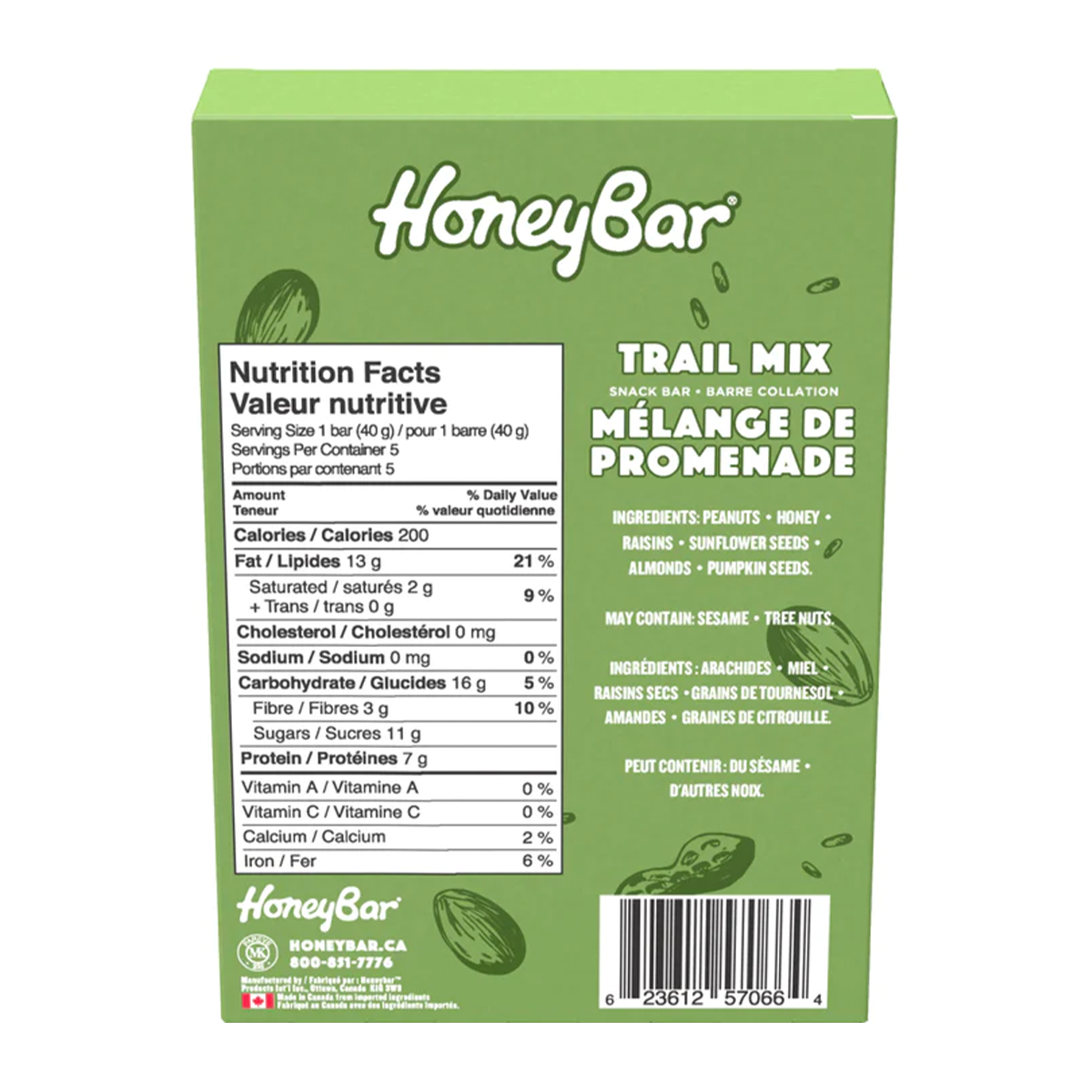Honey Bar Trail Mix Snack Bar - 5 pack