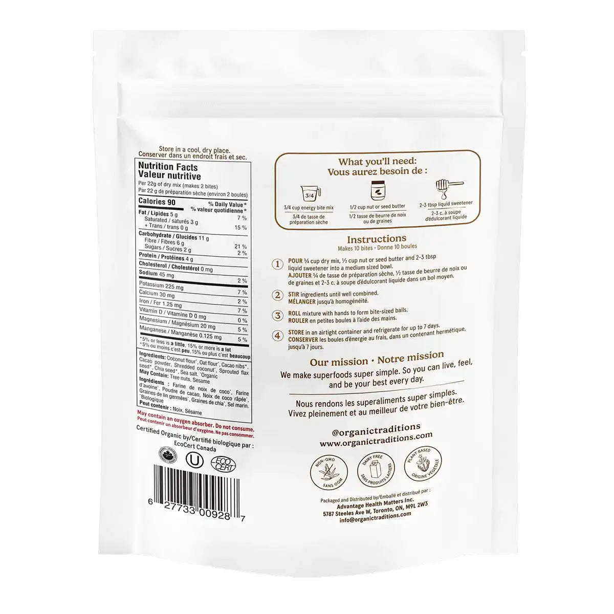 Organic Traditions Organic Chocolate Energy Bite Mix