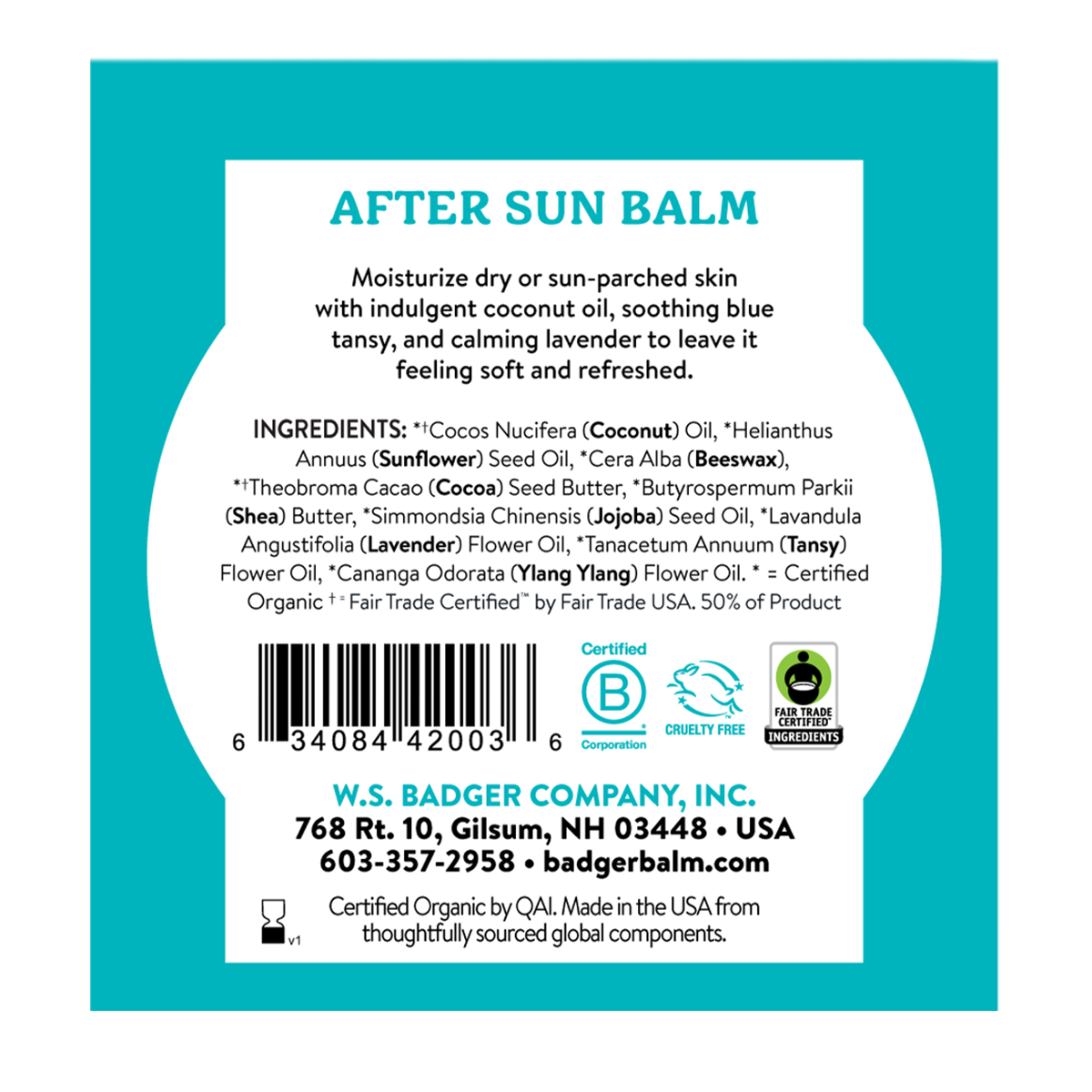 Badger Organic Coconut After Sun Balm