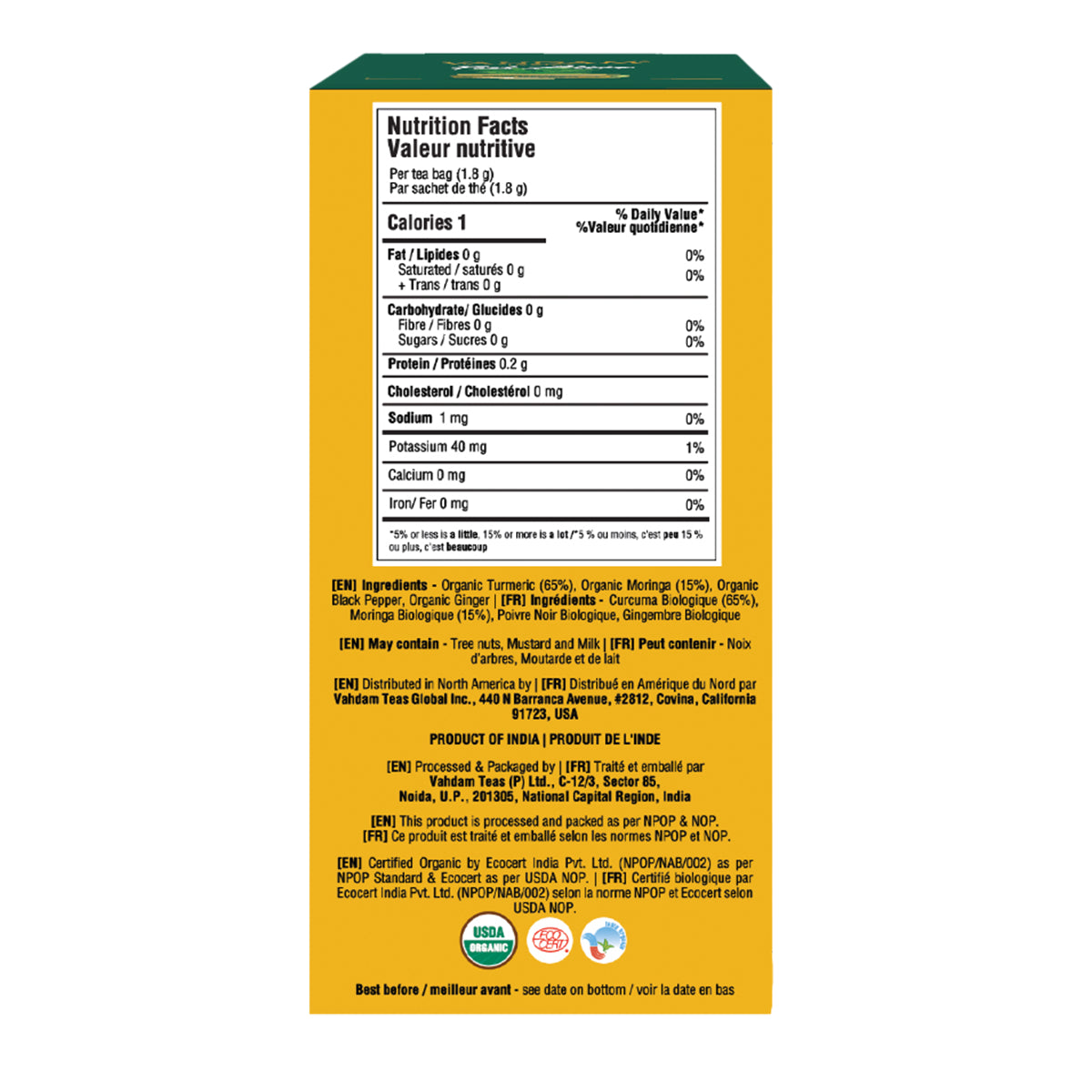 Vahdam Teas Turmeric Moringa Herbal Tea