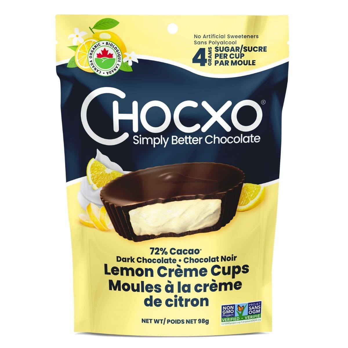 Chocxo 72% Cacao Lemon Creme Cups