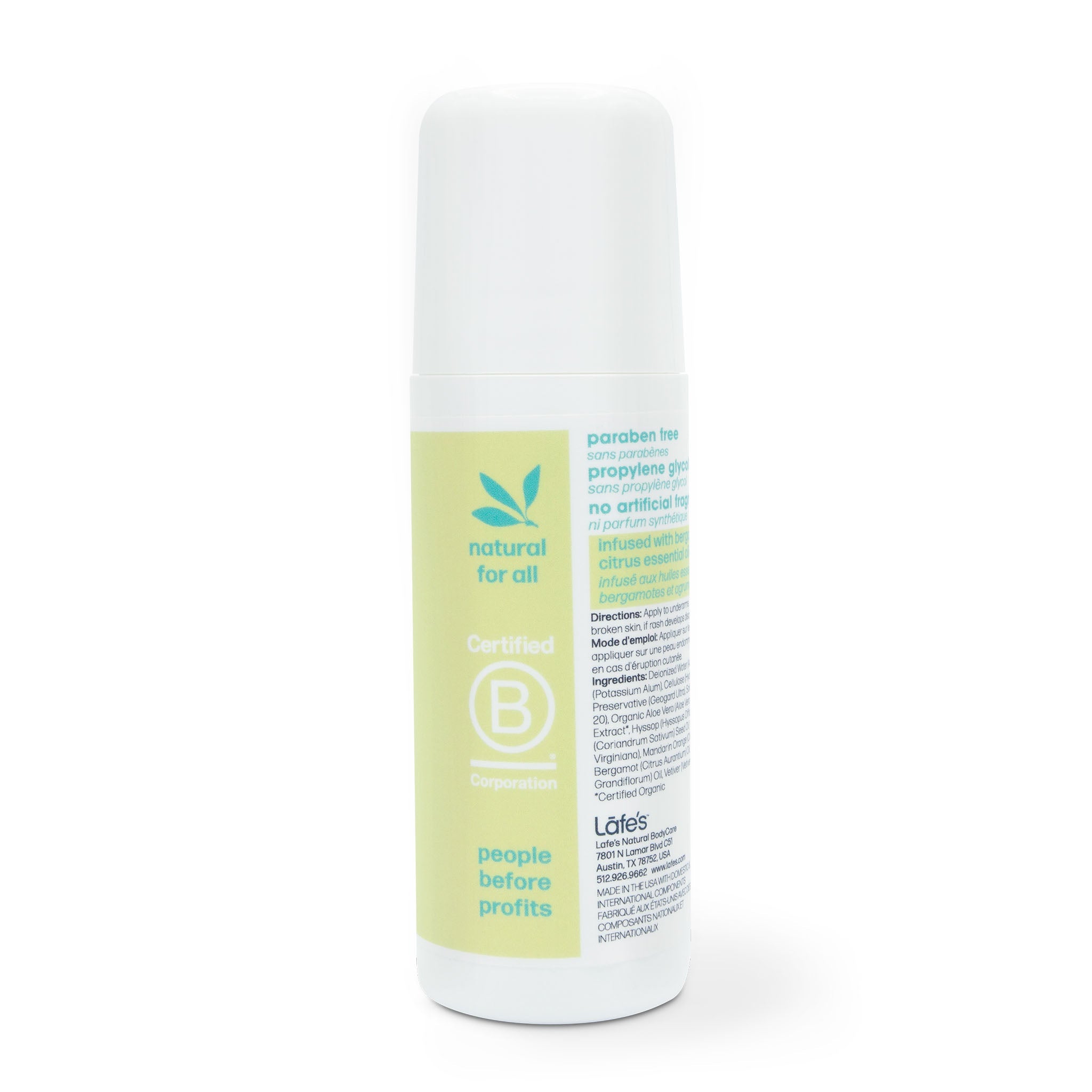 Lafe's Body Care Citrus + Bergamot Roll On Deodorant