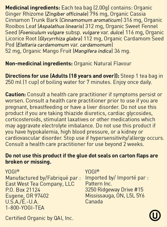 Yogi Tea Organic Mango Ginger Digestive Support Tea