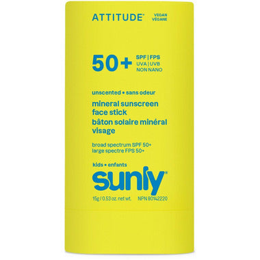Attitude Kids Sunly SPF50 Unscented Mineral Sunscreen Stick