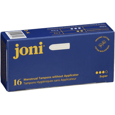 Joni Organic Cotton Super Tampons Without Applicator