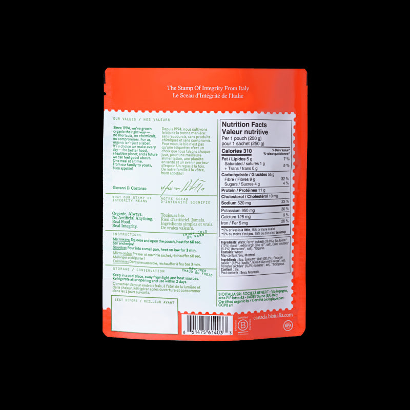 Bioitalia Organic Farro With Basil Pesto & Dried Tomatoes