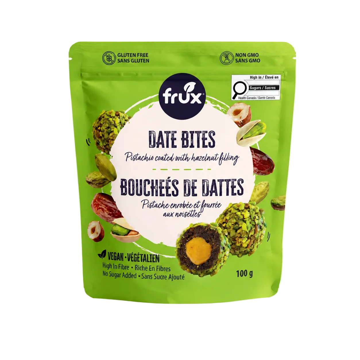 frux Pistachio Coated Date Bites with Hazelnut Filling