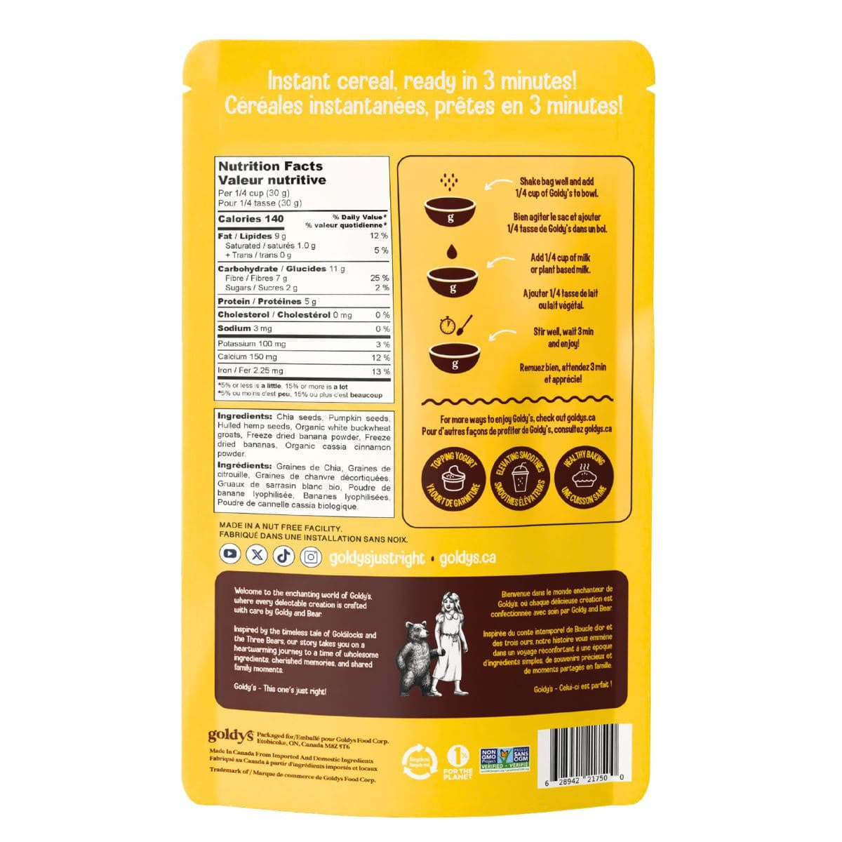 Goldys Banana Cinnamon Superseed Cereal